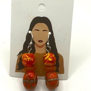 Orange Beaded Earrings
